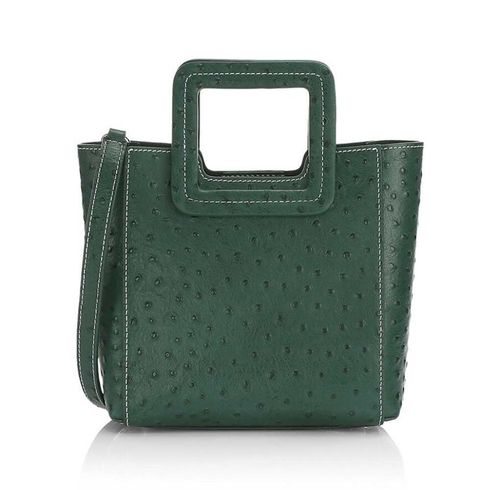 Staud Mini Shirley Crossbody Bag in Green Croc